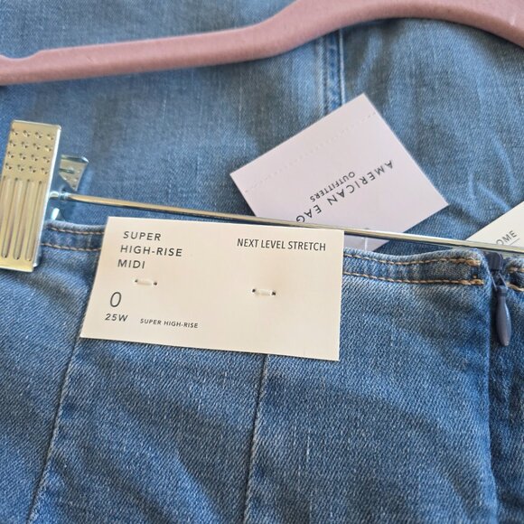 American Eagle Highest Waist Denim Midi Skirt - Size 0 / 25w - Picture 6 of 7